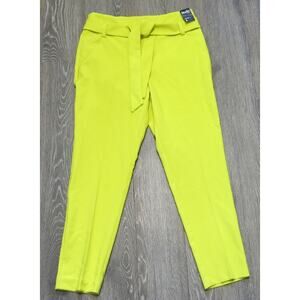 7th AVENUE *NWT* MADIE PANT Crop Belted Size 8 Womens Neon Yellow Boho Hippie